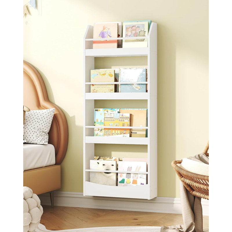 4-tier Wall-mount Kids Bookshelf White