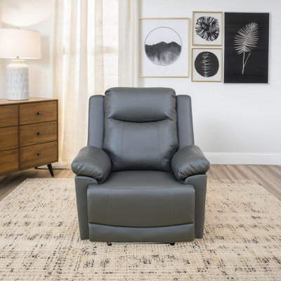 Deep Gray Power Recliner Chair With USB Charging & LED Lighting – Breathable Leather Electric Lounge Chair