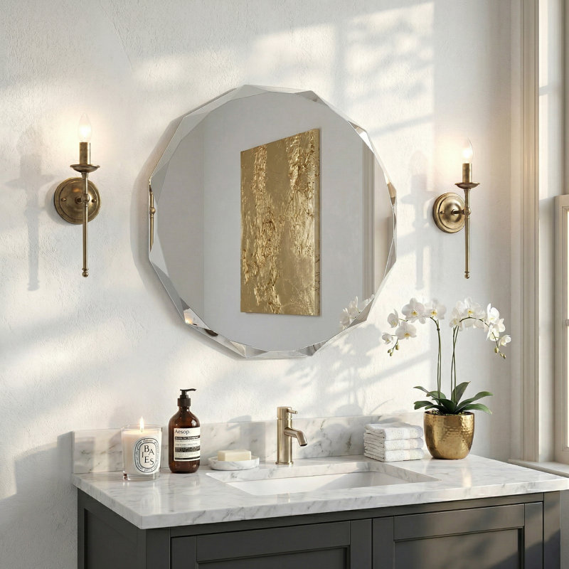 Miroir de salle de bain biseauté, 30 po x 30 po