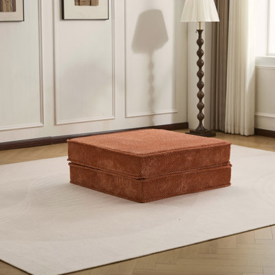 Canapé à compression, canapé convertible au sol, canapé modulaire à désossage modulaire sans assemblage requis, tissu polaire circulaire, 1 repose-pieds, orange