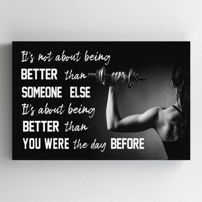 A Girl Doing Gym - It's Not about Being Better Than Someone Else - Toile tendue, art textuel