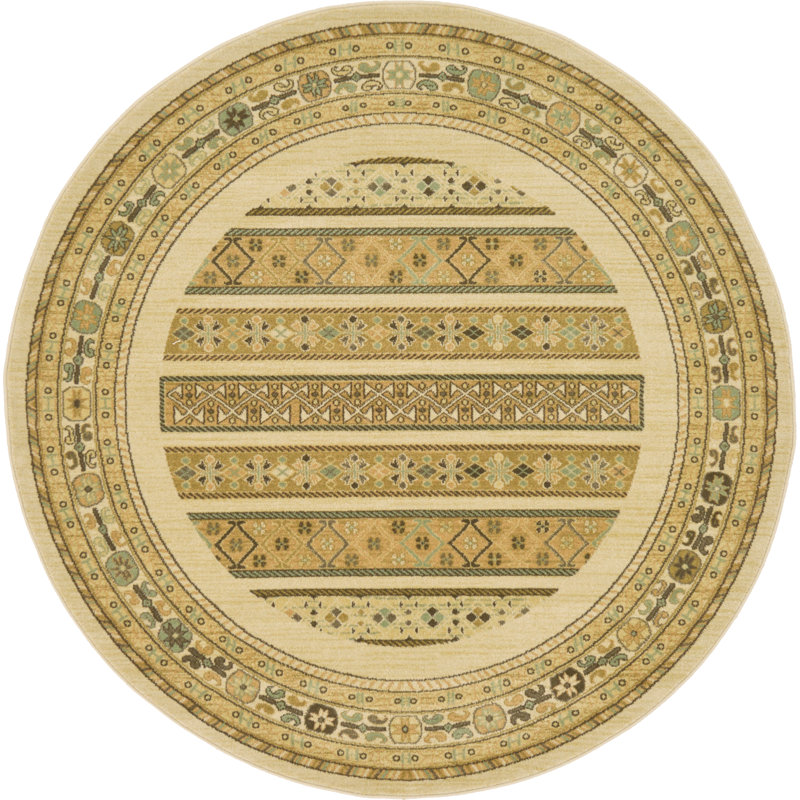 Jaeden Geometric Area Rug, Round 6'1", Beige 