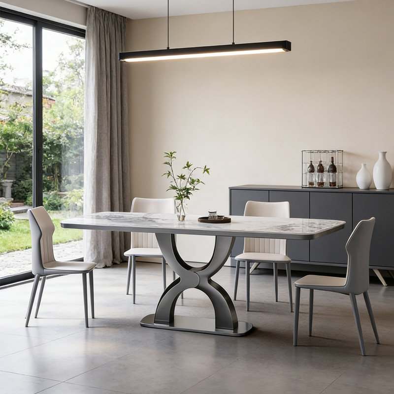 Table de salle à manger de style minimaliste italien, H 29,53 po x L 62,99 po x l 31,5 po