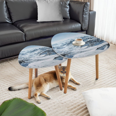 Triangle Nesting Coffee Table Set of 2 Alps Scenery from Schilthorn Murren Switzerland End Table Modern Minimalist Side Table Set for Living Room Bedroom