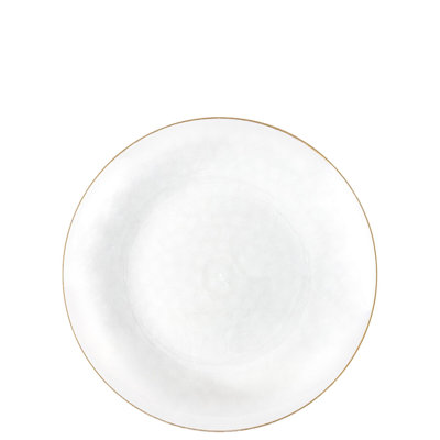 Assiettes transparentes martelées rondes blanches de 7 pouces avec bordure dorée Ecoqualité 240 invités