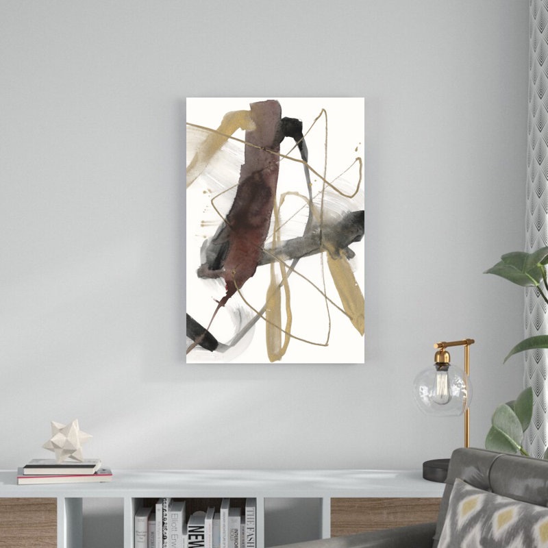 Burgundy Interjection II by Jennifer Goldberger - Wrapped Canvas Painting, 36" H x 24" W