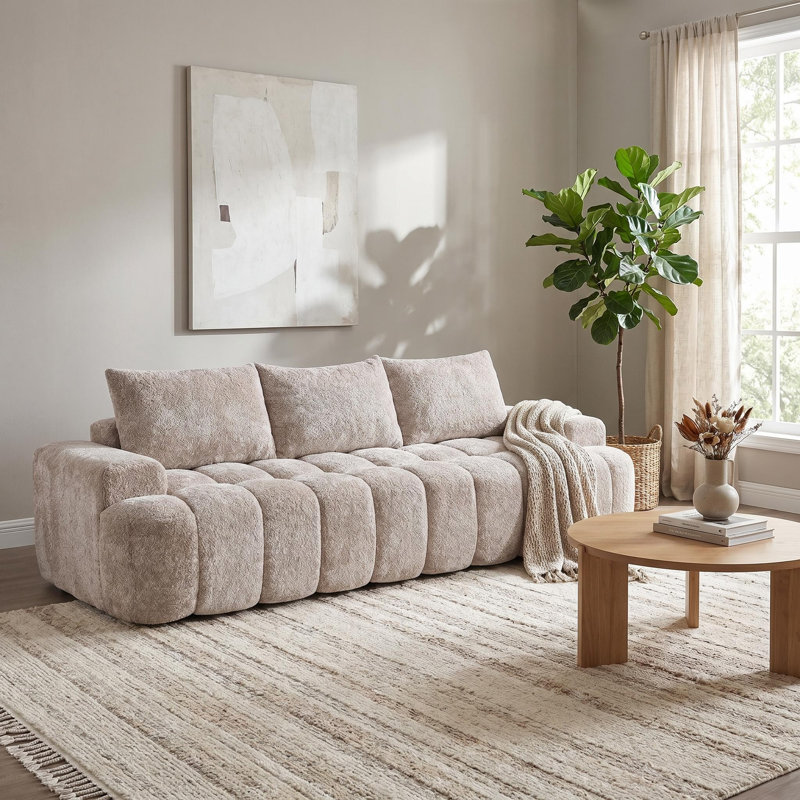 Boneless 100" Modern Upholstered Sofa , Camel