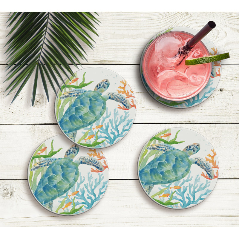 Sous-verre en pierre absorbant sea life serenade