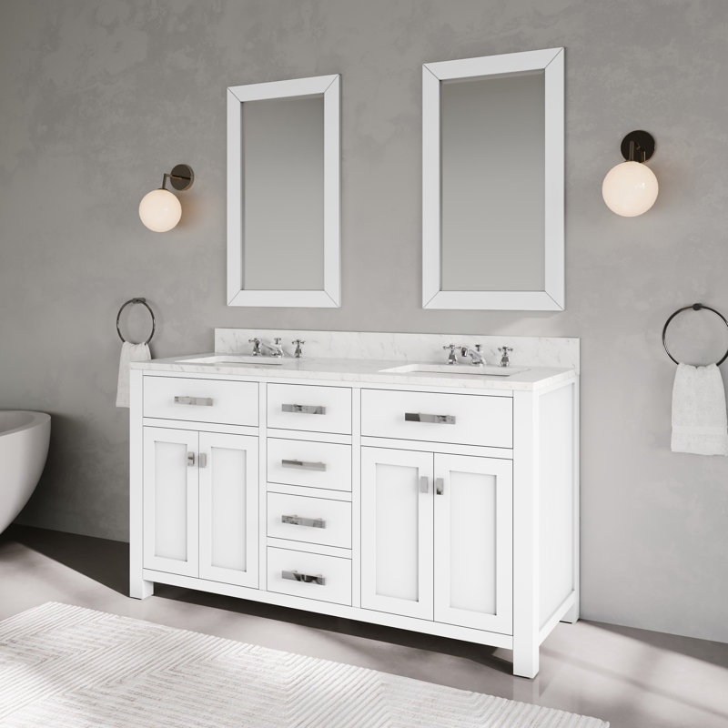 Ensemble de meuble-lavabo double 60 po Minnetrista, Blanc