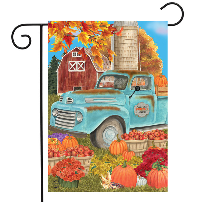 Drapeau de jardin d'automne citrouilles fraîchement cueillies