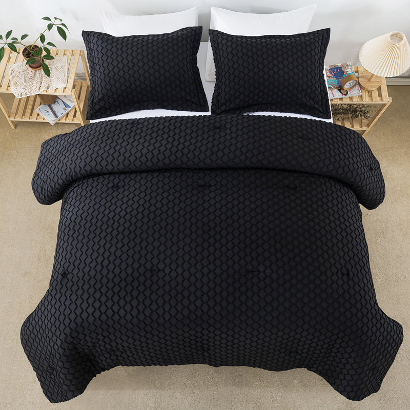 Ensemble d'édredon réversible en microfibre 3 pièces Allistir, Édredon grand + 2 taies décoratives, Bourgogne
