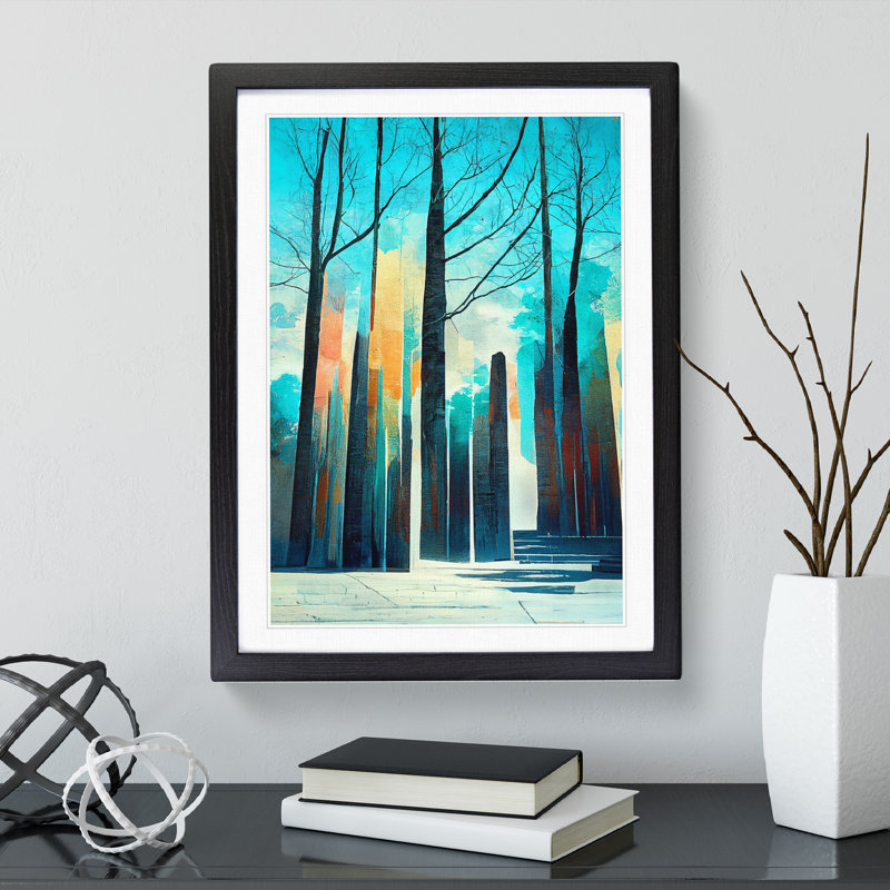Torn Forest No.5 - Print, Black Picture Frame, White, 66cm H x 48cm W