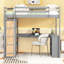 Lit mezzanine double gris avec tablettes, bureau - économisez de l'espace et organisez le lit. Comprend pour une configuration de chambre polyvalente. Fabrication solide et fiable