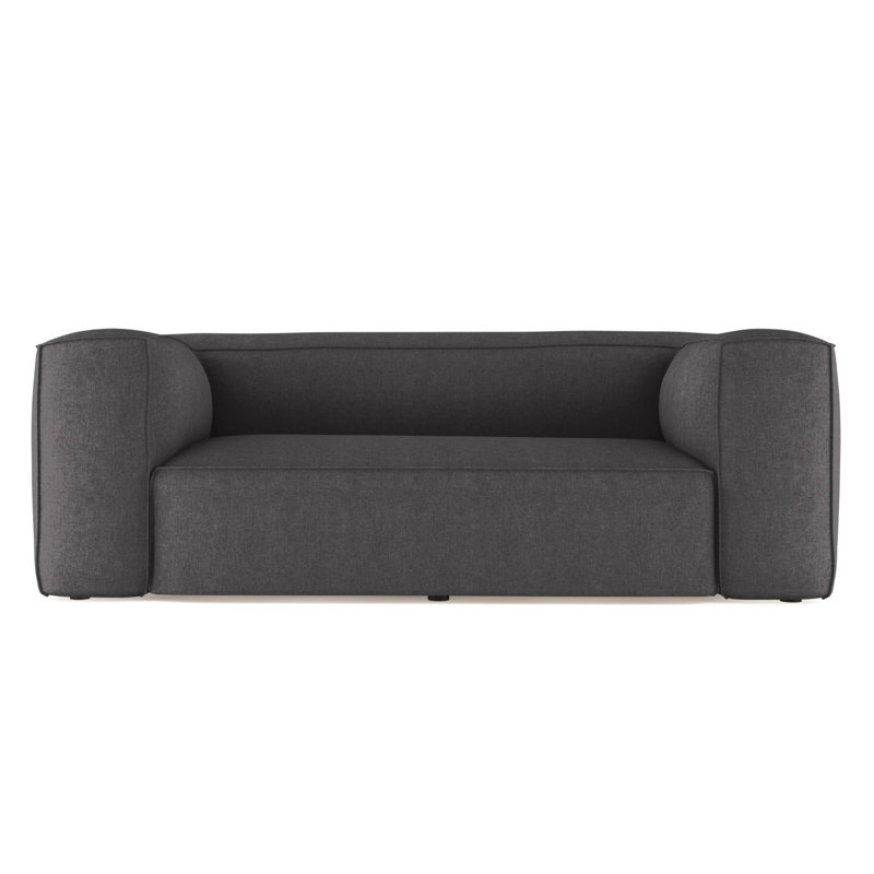 Varick Oversize Track-Arm Sofa with Flange, Box Weave Linen Pumice, 30" H x 108" W x 41" D, Weathered