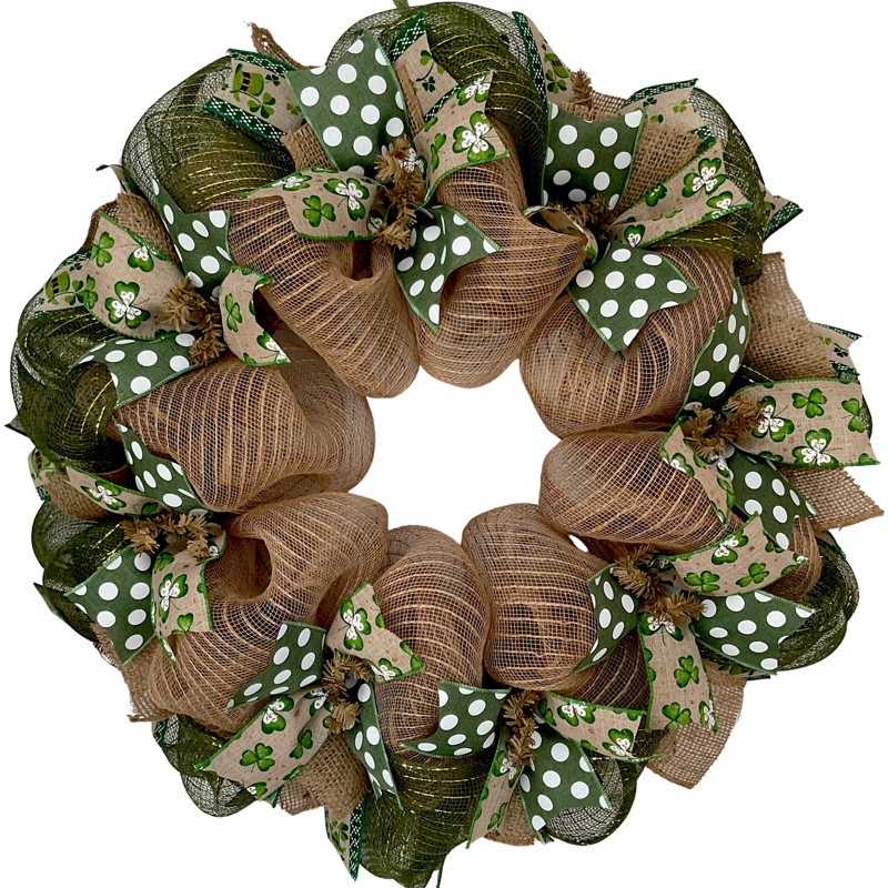 Couronne de ruban en toile de jute de la Saint-Patrick