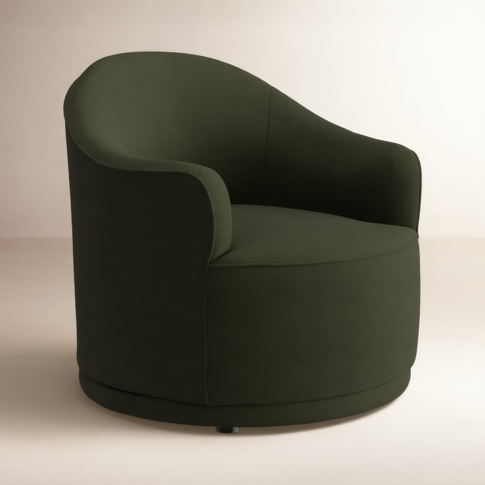 Rumi Upholstered Swivel Barrel Chair, Loden Performance Weave