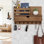 Porte-clés mural et clé avec 6 crochets, tiroir de rangement et tablette, organisateur de hall d'entrée en bois massif pour la maison et le bureau