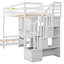 Lit mezzanine avec bureau intégré et escalier, avec compartiments de rangement et tablettes-715691880