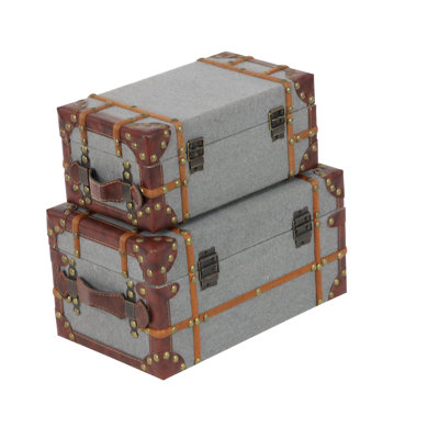 Ensemble de 2 boîtes décoratives en bois / tissu Alfredson