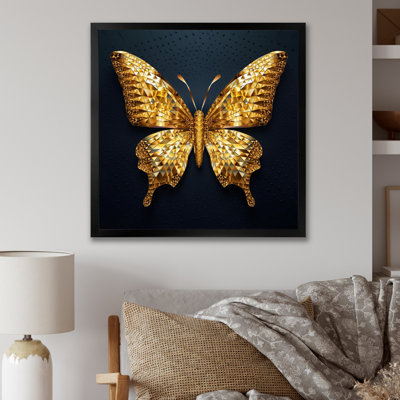Black and Gold Diamonds Butterly II - Butterfly Wall Art