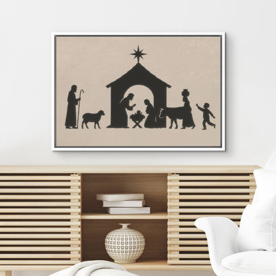 Nativity Scene Silhouette Religious Bedroom Wall Decor Bethlehem Star Canvas Art Framed Canvas Master Bedroom Wall Art Work Print