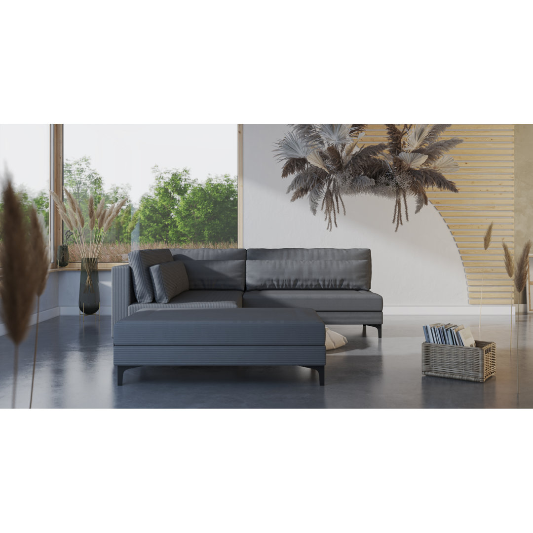 Ecksofa aus Cord mit Bettfunktion