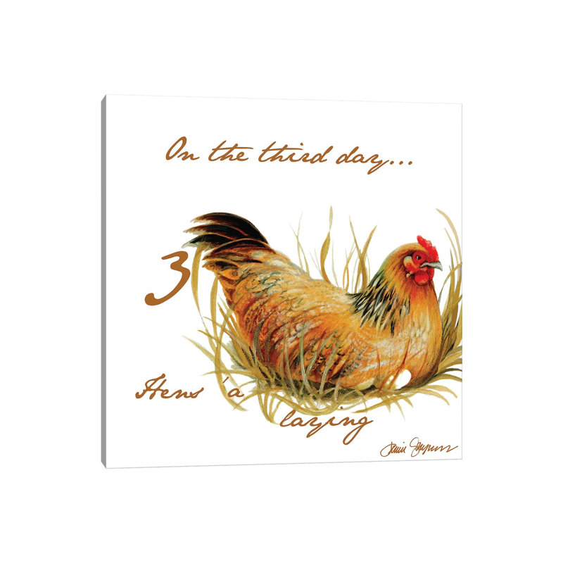 Three French Hens by Janice Gaynor - Wrapped Canvas Print, 30.48 cm H x 30.48 cm W
