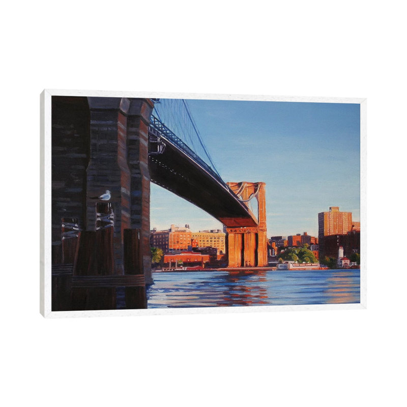 Brooklyn Bridge At Sunset II by Nick Savides - Gallery-Wrapped Canvas Giclée on Canvas, White Framed, 66.04 cm H x 45.72 cm W