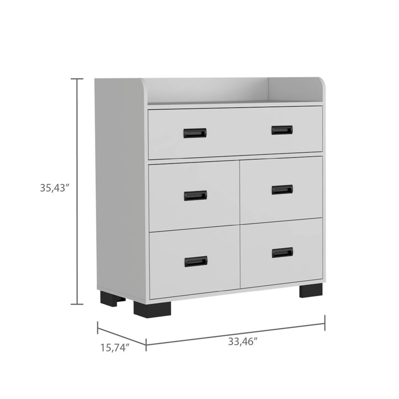 Commode 5 tiroirs Edgemont - blanc