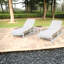 Chaise longue de patio réglable, ensemble moderne en bois et métal pour piscine