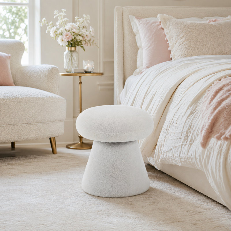 Repose-pieds Mushroom Teddy, Blanc