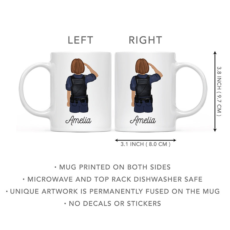 Tasse à café personnalisée, Oui, Jaune / brun, femme, agent de police 22