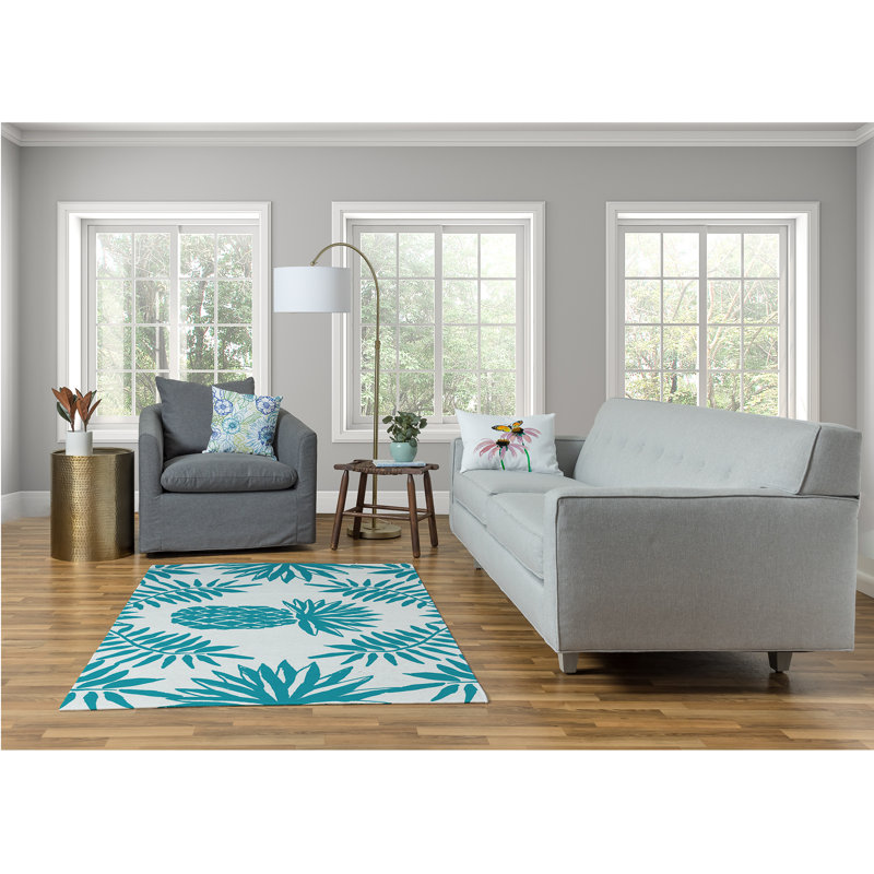Tapis en chenille ananas et feuilles, Rectangle 4 pi x 6 pi