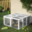 Cage à lapins d'extérieur, cochon d'Inde en bois avec plateau pliable et intérieur généreux, gris, grande porte intérieure cage