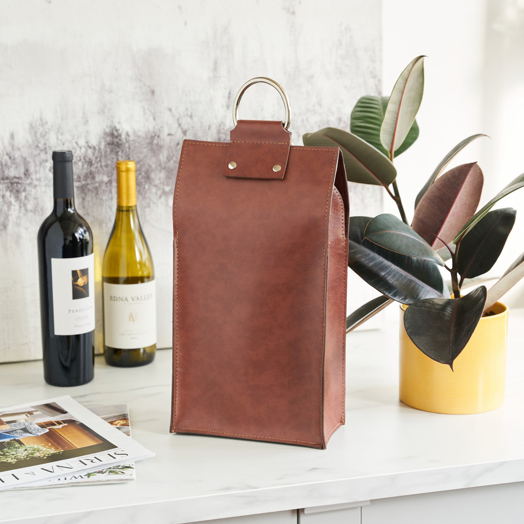 Admiral Faux Leather Double-Bottle Wine Tote Viski