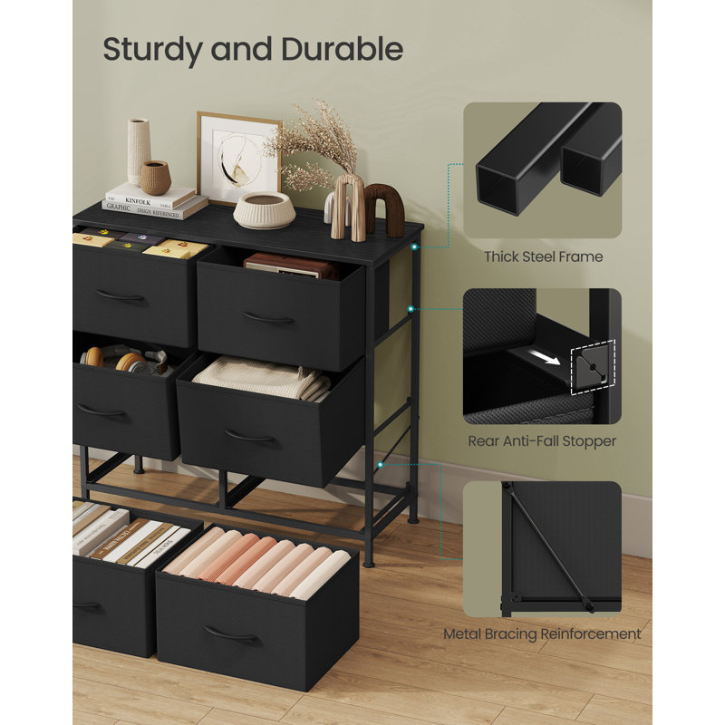 76.7cm W 6 - Drawer Chest of Drawers, Ebony Black