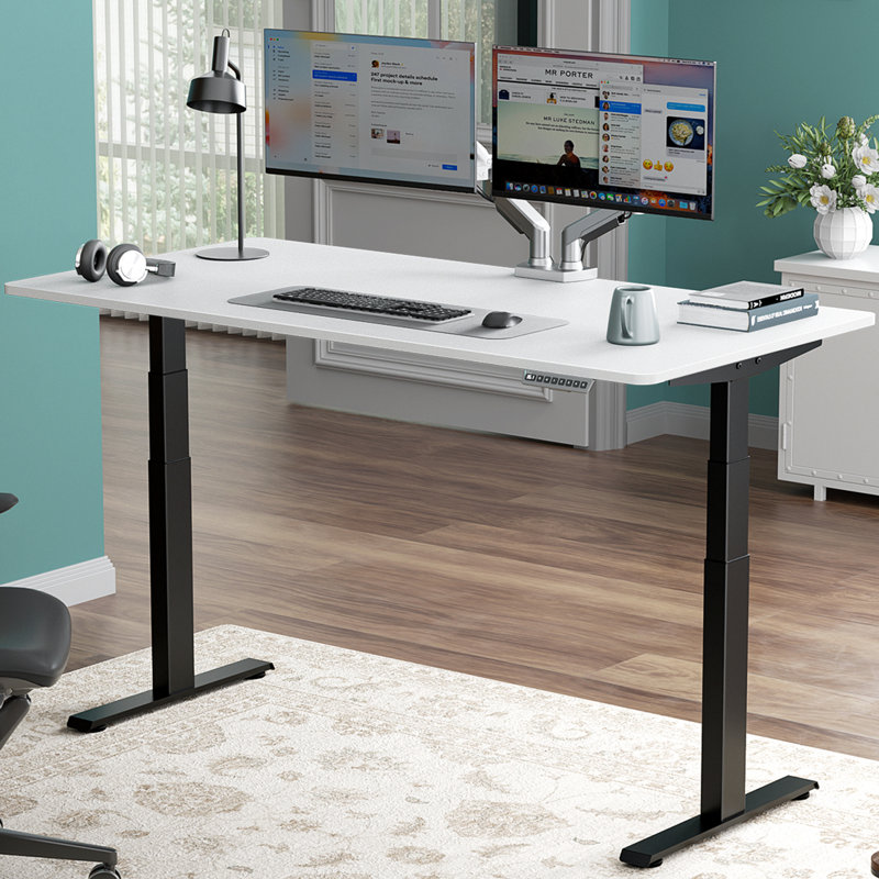  Premium Standing Desk, 49.3" H x 59" W x 30" D, White, Black