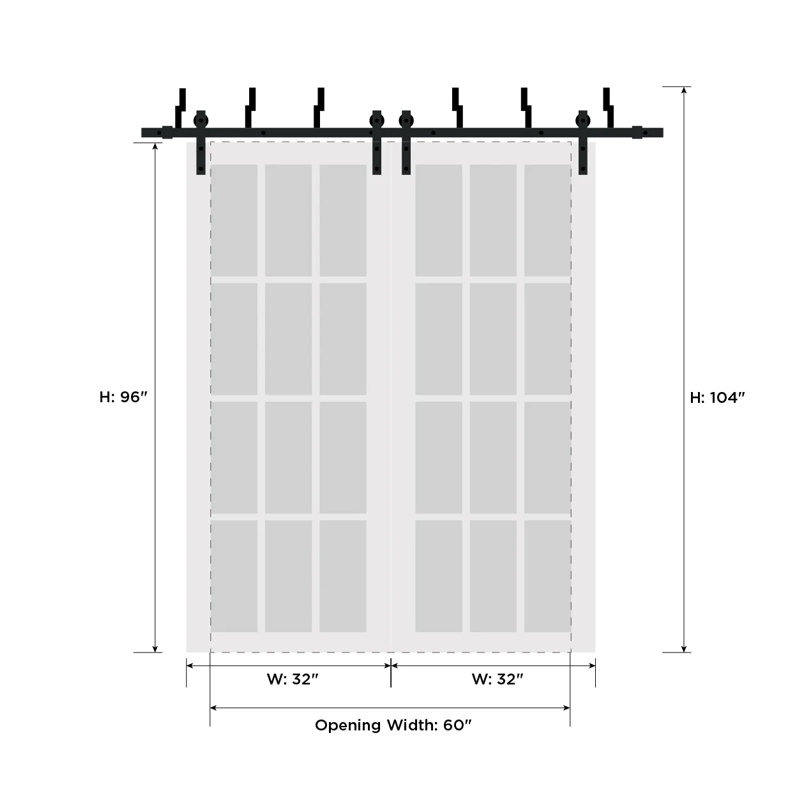 Portes de grange blanches en verre givré Mela, 64 po x 96 po