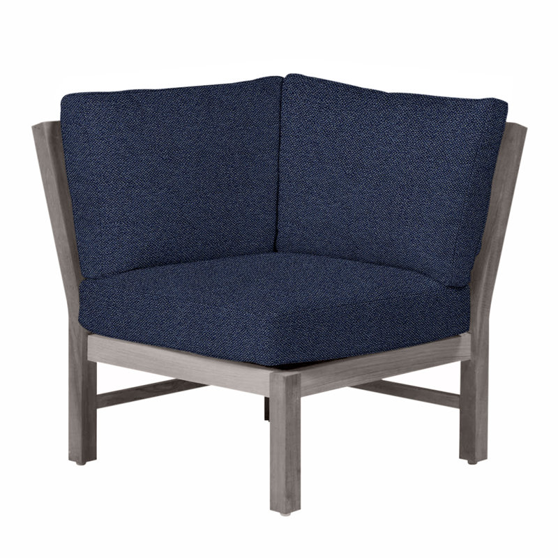 Fauteuil d'angle modulaire Club Teak - Huître, Teck huître, Pas de soudure, Indigo Intermix