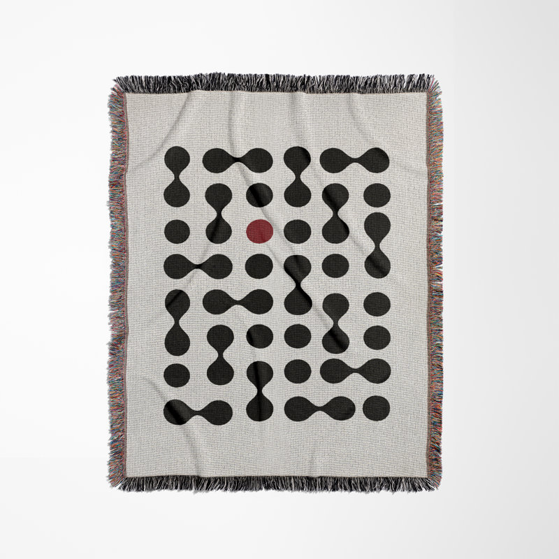 Jeté en mélange de coton à pois Lissa, Rouge / noir / blanc cassé, L 70 po x l 50 po