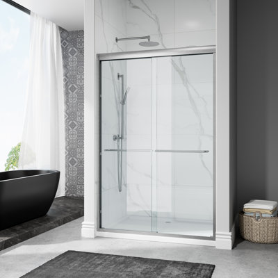 44-48″ W × 72″ H  Double Sliding Semi-Frameless Shower Doors – Adjustable Fit, Easy Instal