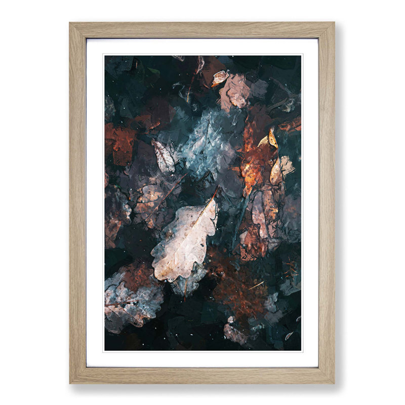 Autumnal Leaves in Abstract - Picture Frame Graphic Art Print, Oak Framed, 48cm H x 36cm W x 2cm D