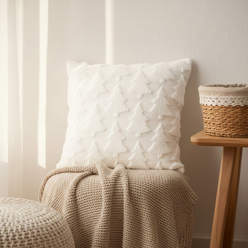 Cotton White Rectangular Backrest Cushion
