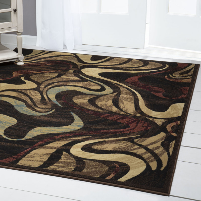 Tapis noir à motif abstrait Roclin, Rectangle 7'10" x 10'5"