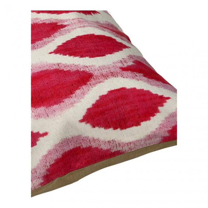 Square Throw Pillow, Pink/white Ikat