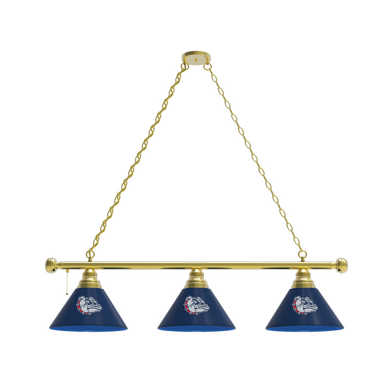 3 - Light Pool Table Lights Pendant, Brass, Gonzaga Bulldogs