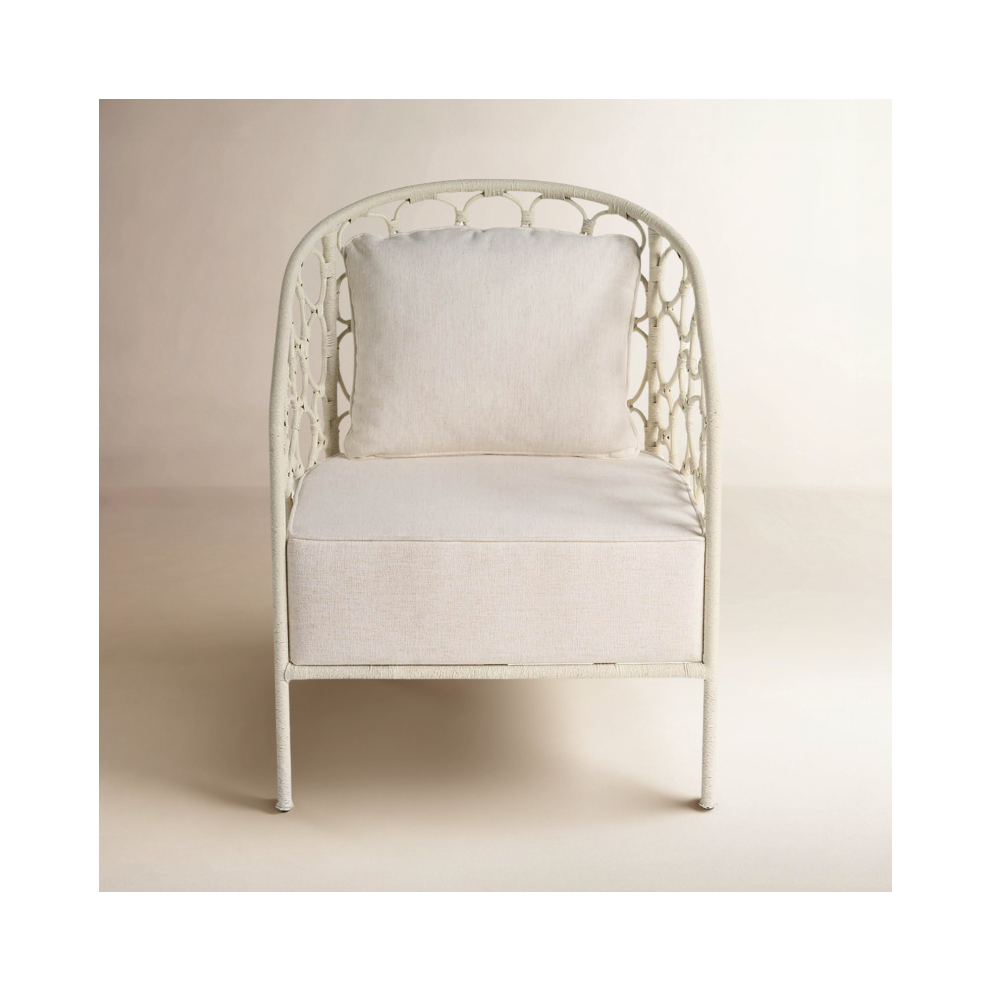 Adalard Upholstered Barrel Chair, White