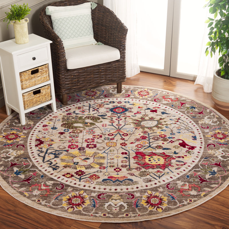 Kurtz Performance Oriental Rug, Round 3'3", Beige