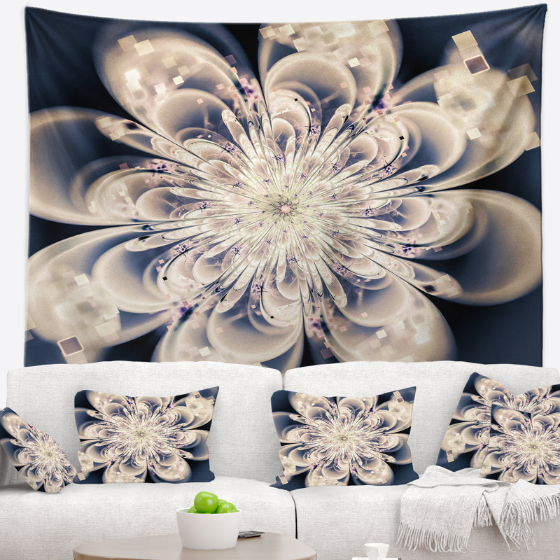 Tapisserie florale blanche, H 32 po x l 39 po