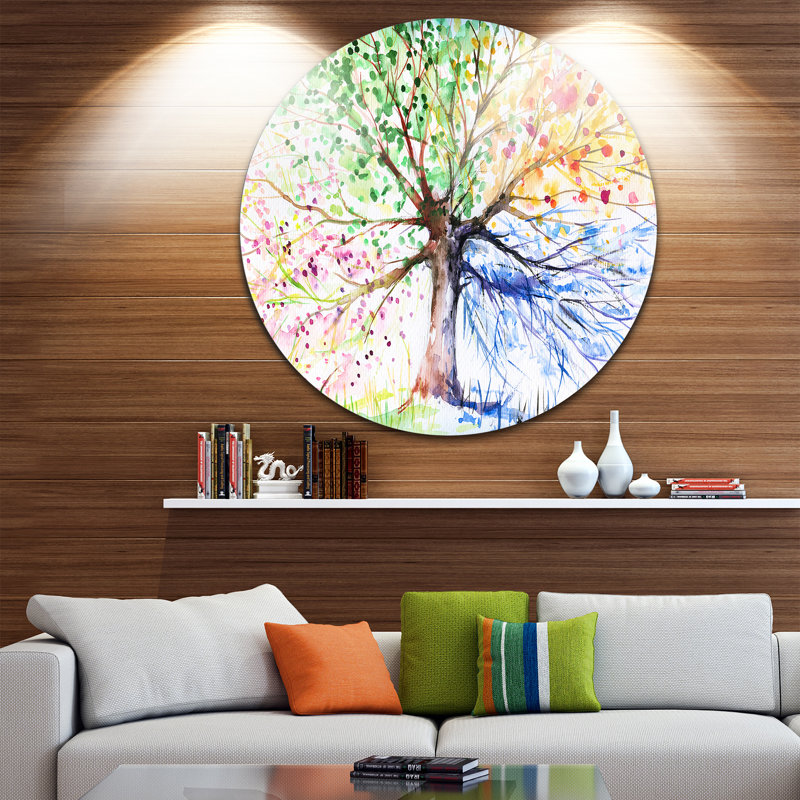 « quatre saisons tree », reproduction d’art sur métal, H 23 po x l 23 po x P 1 po